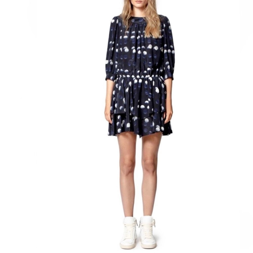Zadig & Voltaire Rooka Dot Mini Silk Dress washable Marine XS - Picture 3 of 16